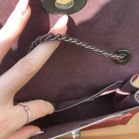Coach Parker Handbag in Metallic Red Leather